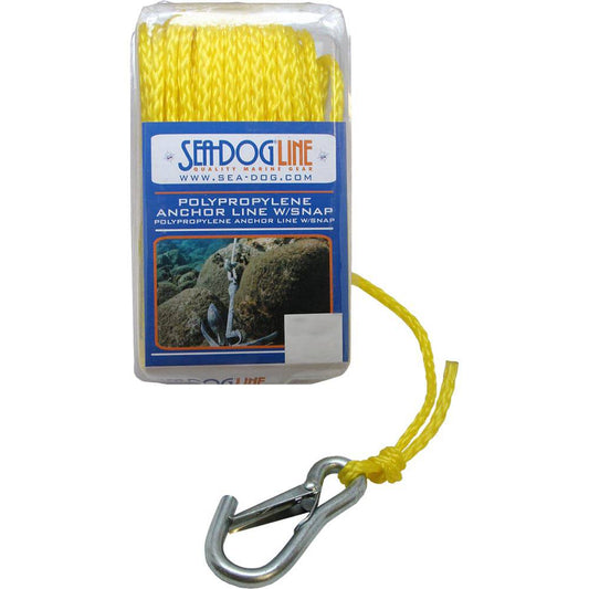 Sea-Dog Poly Pro Anchor Line w/Snap - 1/4" x 50 - Yellow [304206050YW-1] - Twin Screws Marine Service