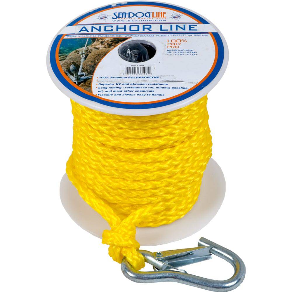 Sea-Dog Poly Pro Anchor Line w/Snap - 3/8" x 75 - Yellow [304210075YW-1] - Twin Screws Marine Service