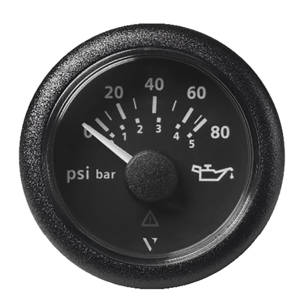 Veratron 52MM (2-1/16") ViewLine Oil Pressure Gauge 80 PSI/5 Bar - Black Dial  Round Bezel [A2C59514128] - Twin Screws Marine Service