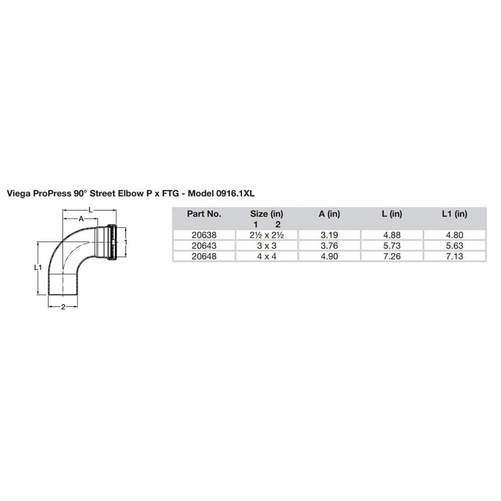Viega ProPress 2-1/2" - 90 Copper Elbow - Street/Press Connection - Smart Connect Technology [20638] - Twin Screws Marine Service