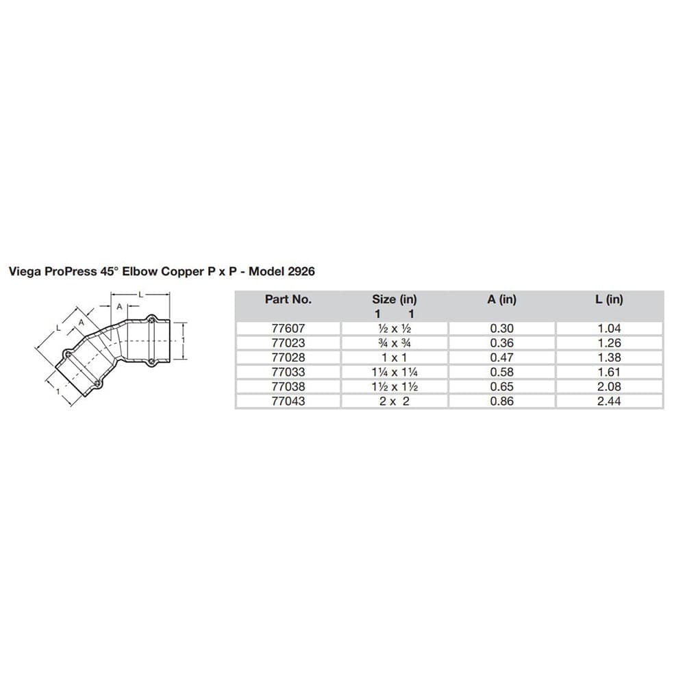 Viega ProPress 1-1/4" - 45 Copper Elbow - Double Press Connection - Smart Connect Technology [77033] - Twin Screws Marine Service
