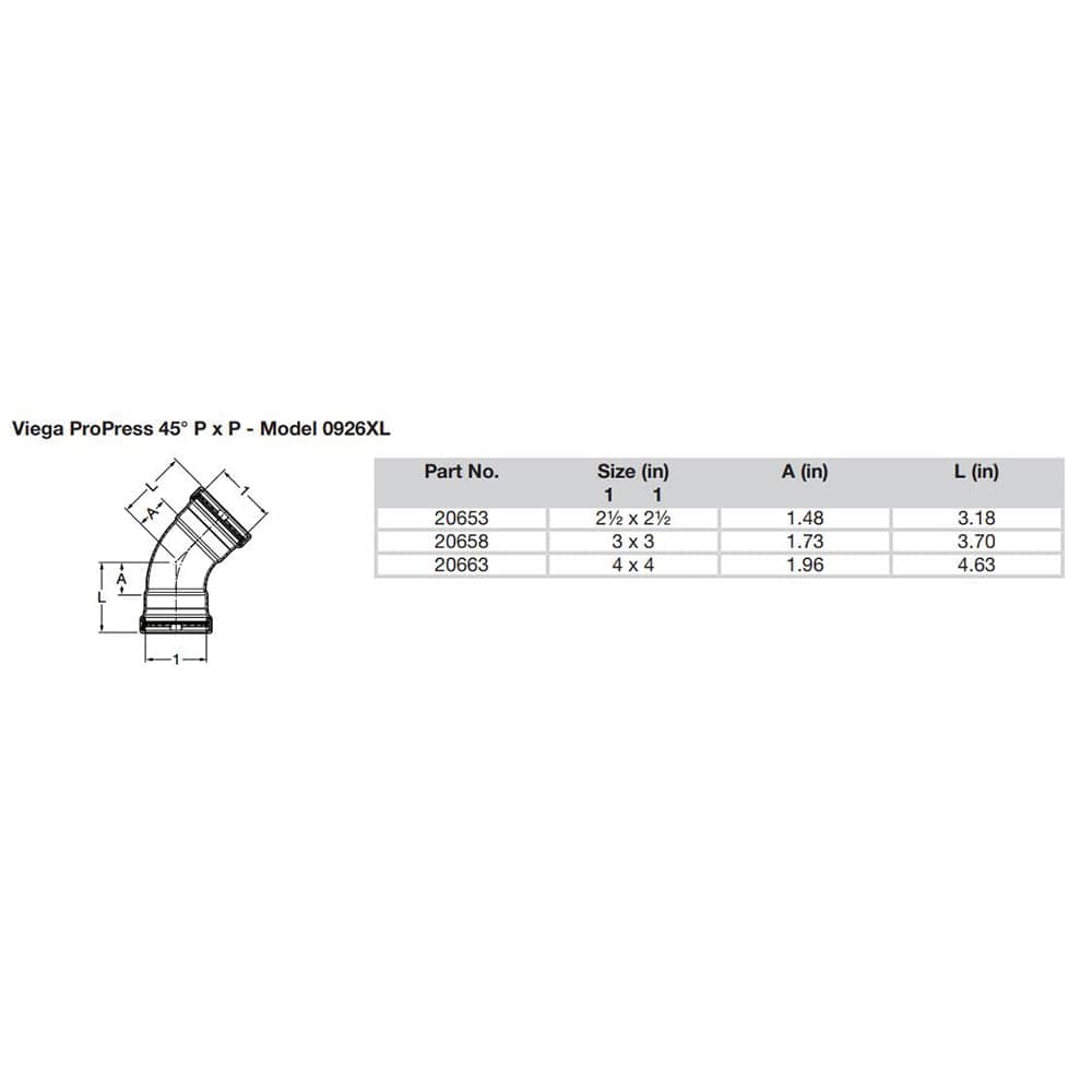 Viega ProPress 2-1/2" - 45 Copper Elbow - Double Press Connection - Smart Connect Technology [20653] - Twin Screws Marine Service
