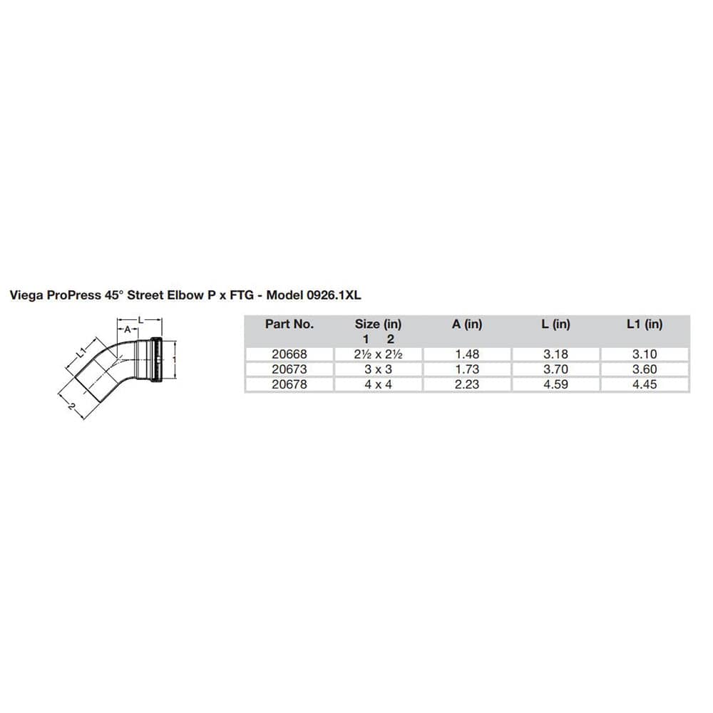 Viega ProPress - 2-1/2" - 45 Copper Elbow - Street/Press Connection - Smart Connect Technology [20668] - Twin Screws Marine Service