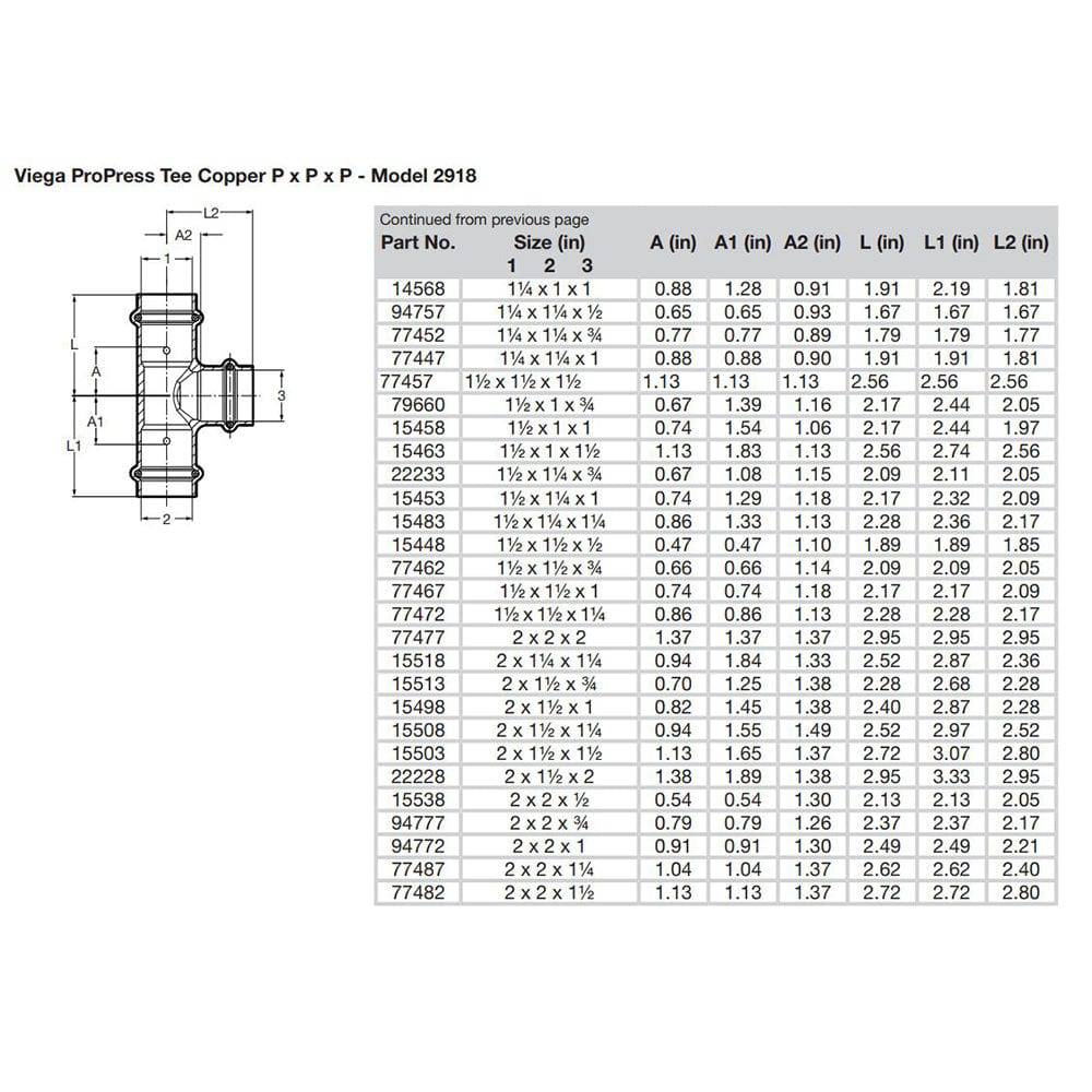 Viega ProPress 1-1/2" Copper Tee - Triple Press Connection - Smart Connect Technology [77457] - Twin Screws Marine Service