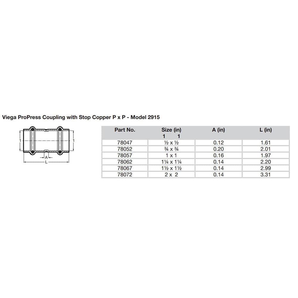 Viega ProPress 1" Copper Coupling w/Stop - Double Press Connection - Smart Connect Technology [78057] - Twin Screws Marine Service