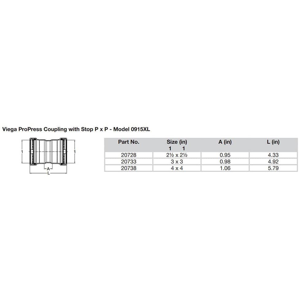 Viega ProPress 2-1/2" Copper Coupling w/Stop Double Press Connection - Smart Connect Technology [20728] - Twin Screws Marine Service