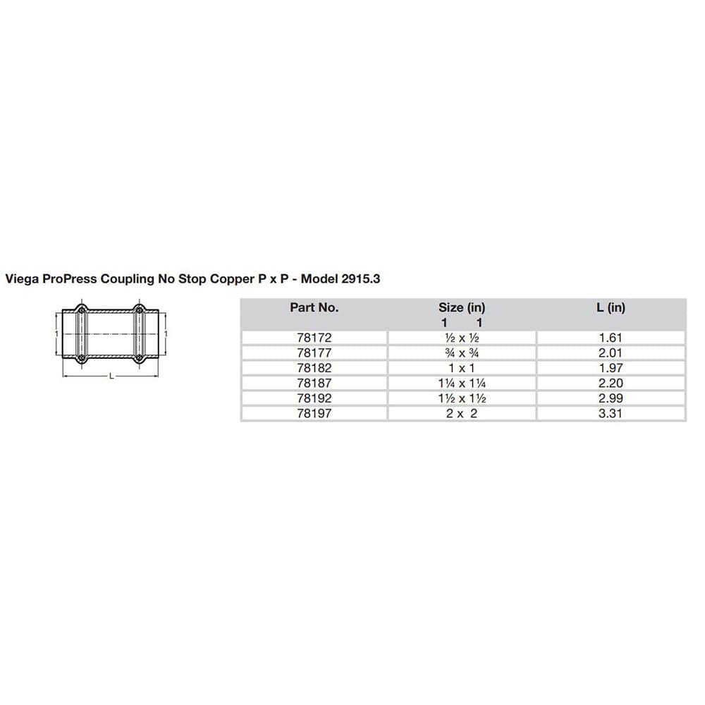 Viega ProPress 2" Copper Coupling w/o Stop - Double Press Connection - Smart Connect Technology [78197] - Twin Screws Marine Service