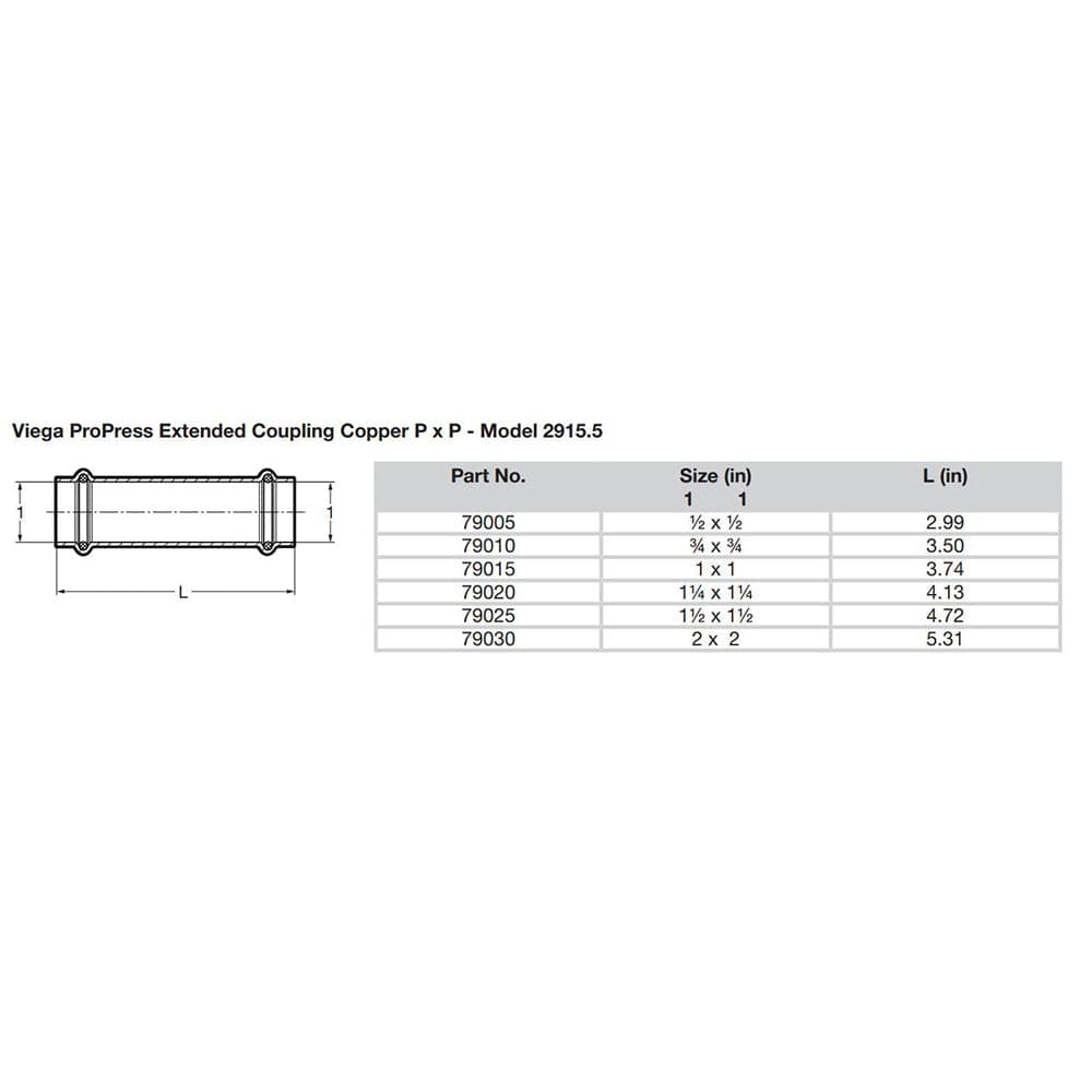 Viega ProPress 3/4" Extended Coupling w/o Stop - Double Press Connection - Smart Connect Technology [79010] - Twin Screws Marine Service