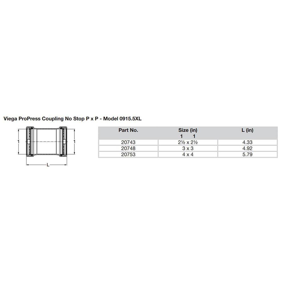 Viega ProPress 2-1/2" Copper Coupling w/o Stop - Double Press Connection - Smart Connect Technology [20743] - Twin Screws Marine Service