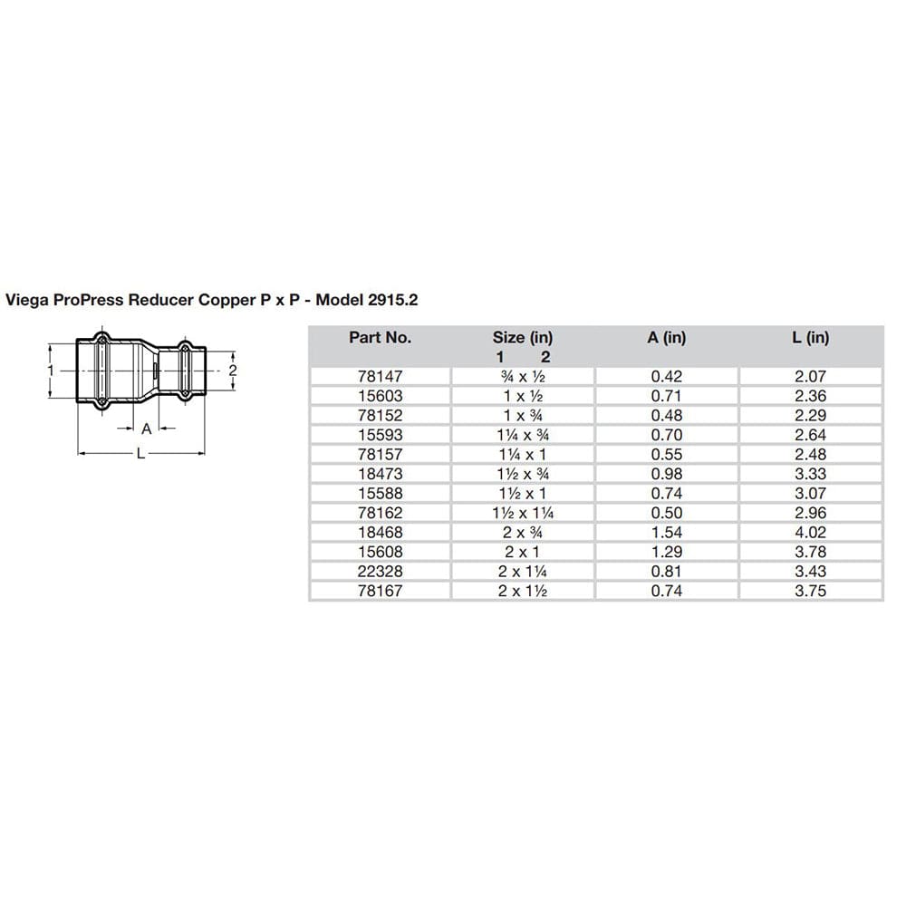 Viega ProPress 3/4" x 1/2" Copper Reducer - Double Press Connection - Smart Connect Technology [78147] - Twin Screws Marine Service