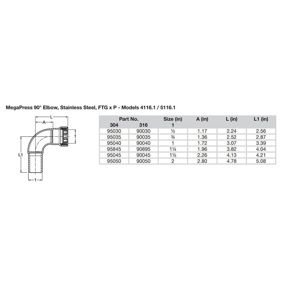 Viega MegaPress 3/4" 90 Stainless Steel 304 Elbow Street - Press Connection - Smart Connect Technology [95035] - Twin Screws Marine Service