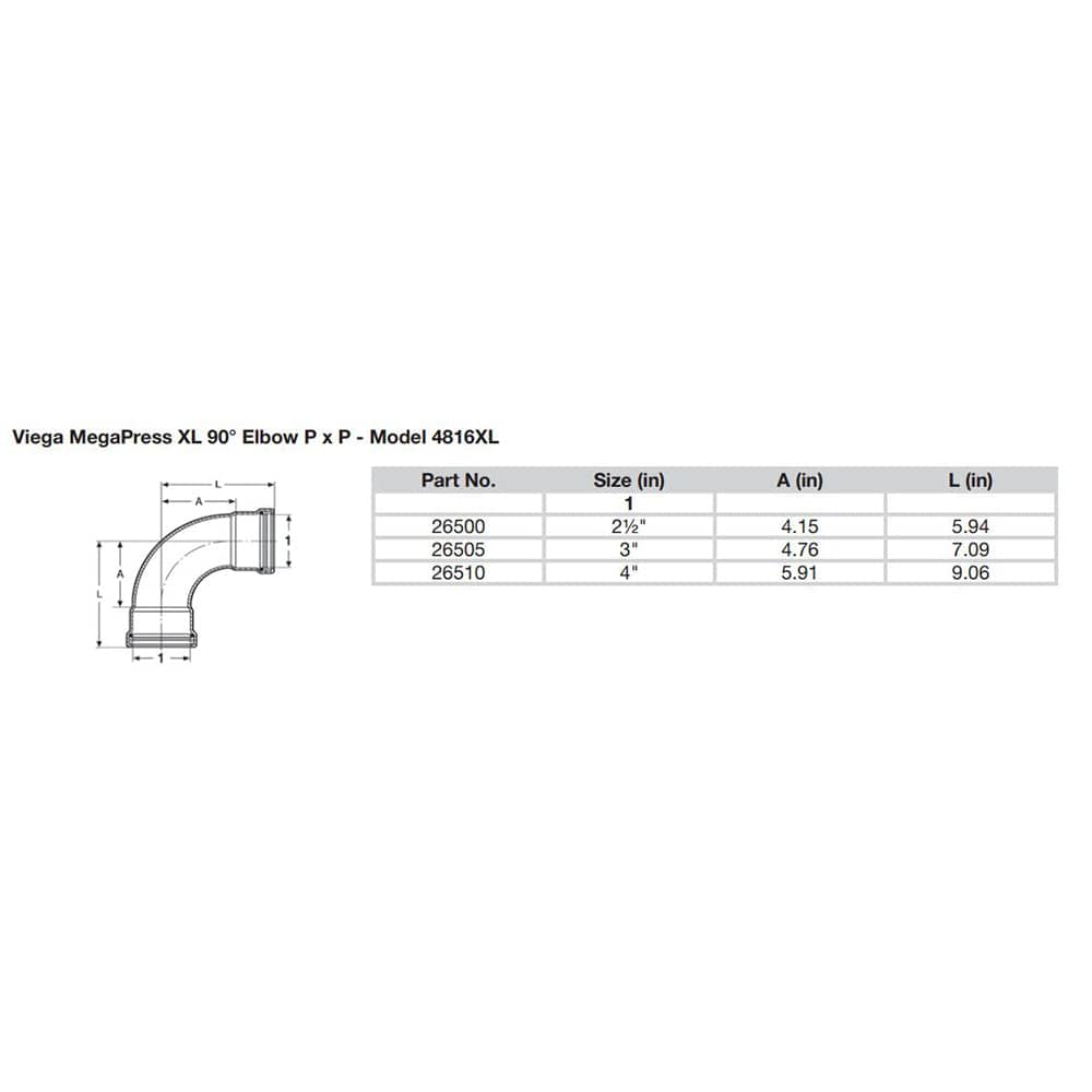 Viega MegaPress 4" 90 Carbon Steel Elbow w/FKM - Double Press Connection - Smart Connect Technology [26510] - Twin Screws Marine Service