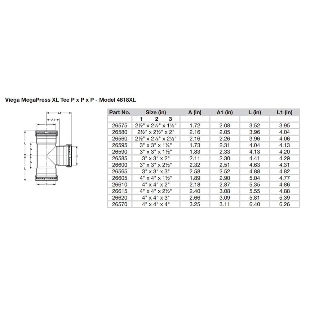 Viega MegaPress 4" Carbon Steel Tee w/FKM - Triple Press Connection - Smart Connect Technology [26570] - Twin Screws Marine Service