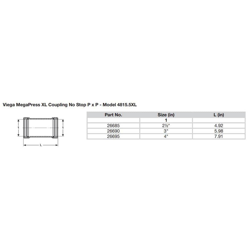 Viega MegaPress 3" Carbon Steel Coupling w/o Stop w/FMK - Double Press Connection - Smart Connect Technology [26690] - Twin Screws Marine Service
