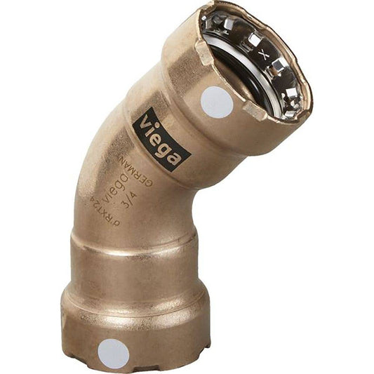 Viega MegaPress 1" 45 Copper Nickel Elbow - Double Press Connection - Smart Connect Technology [88100] - Twin Screws Marine Service