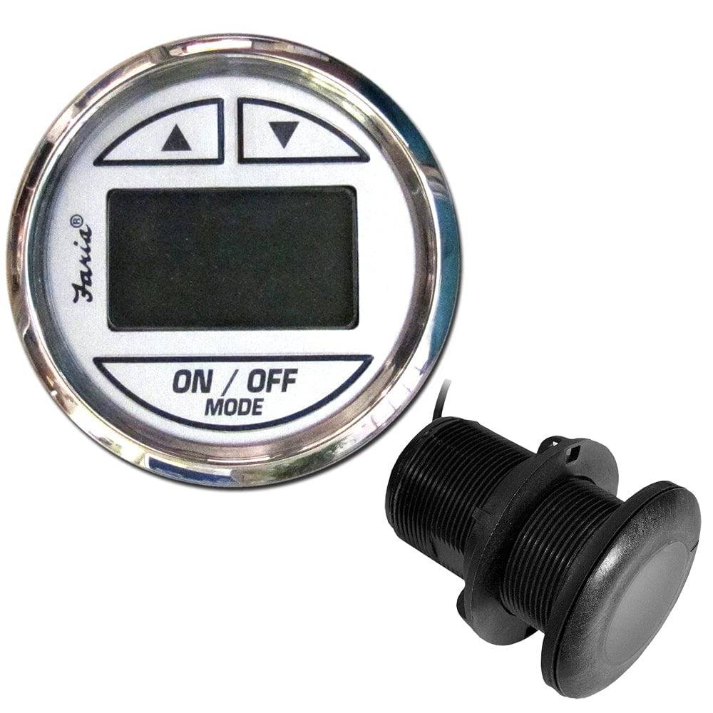 Faria Chesapeake White SS 2" Depth Sounder w/Thru-Hull Transducer [13894] - Twin Screws Marine Service