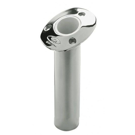 C.E. Smith Flush Mount Rod Holder - 15 Degree  9" Depth - Stainless Steel - Cast Gimbal - White Vinyl Liner [53671CA] - Twin Screws Marine Service