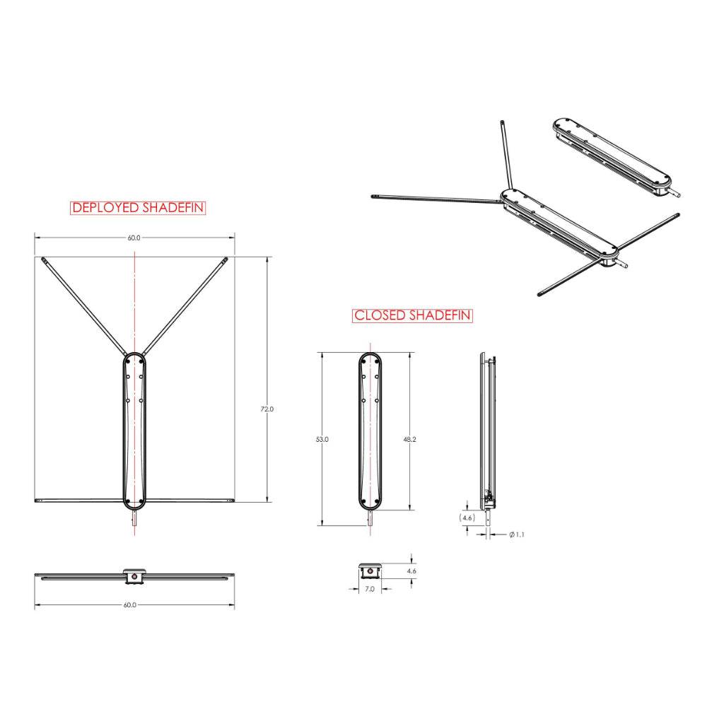 TACO ShadeFin w/White Fabric, Case  Fixed Rod Holder Mount Kit [T10-3000-3] - Twin Screws Marine Service