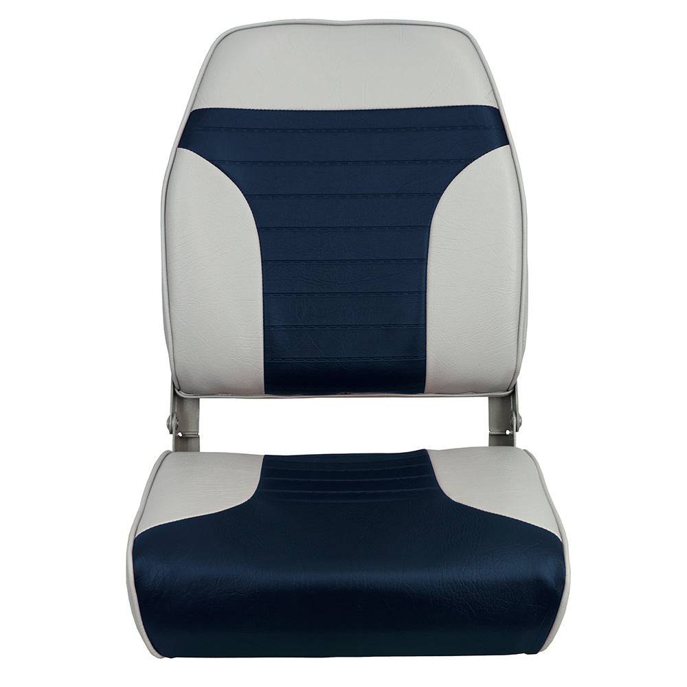 Springfield High Back Multi-Color Folding Seat - Blue/Grey [1040661] - Twin Screws Marine Service