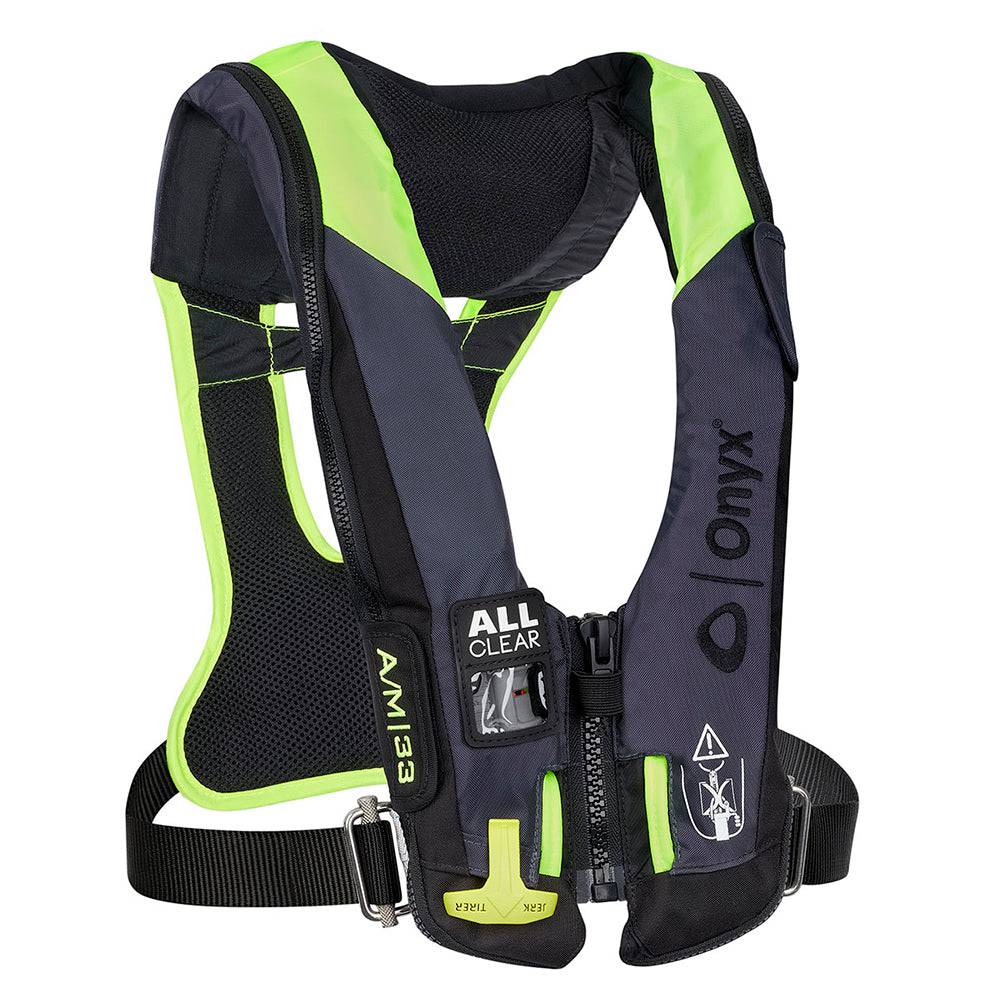 Onyx Impulse A/M 33 All Clear w/Harness Auto/Manual Inflatable Life Jacket - Grey [134300-701-004-21] - Twin Screws Marine Service