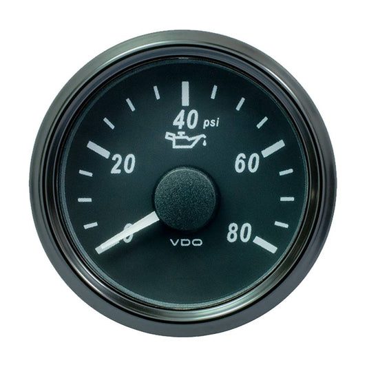 VDO SingleViu 52mm (2-1/16") Oil Pressure Gauge - 80 PSI - 240-33 Ohm [A2C3833230030] - Twin Screws Marine Service