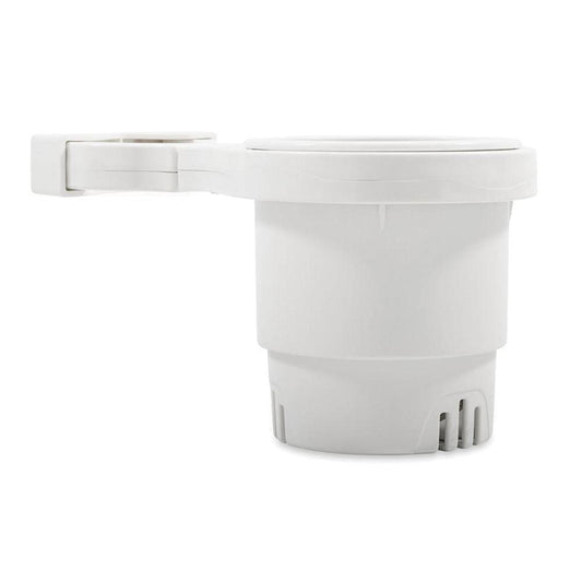 Camco Clamp-On Rail Mounted Cup Holder - Large for Up to 2" Rail - White [53083] - Twin Screws Marine Service