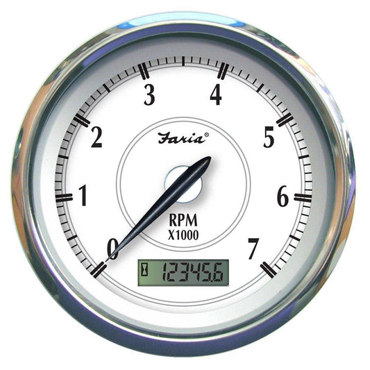 Faria Newport SS 4" Tachometer w/Hourmeter f/Gas Outboard - 7000 RPM [45005] - Twin Screws Marine Service