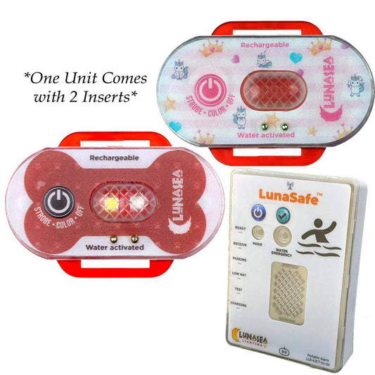 Lunasea Child/Pet Safety Water Activated Strobe Light w/RF Transmitter  Portable Audio/Visual Receiver - Red Case [LLB-63RB-E0-K1] - Twin Screws Marine Service