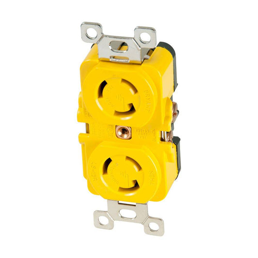 Marinco Locking Receptacle - 15A, 125V - Yellow [4700CR] - Twin Screws Marine Service