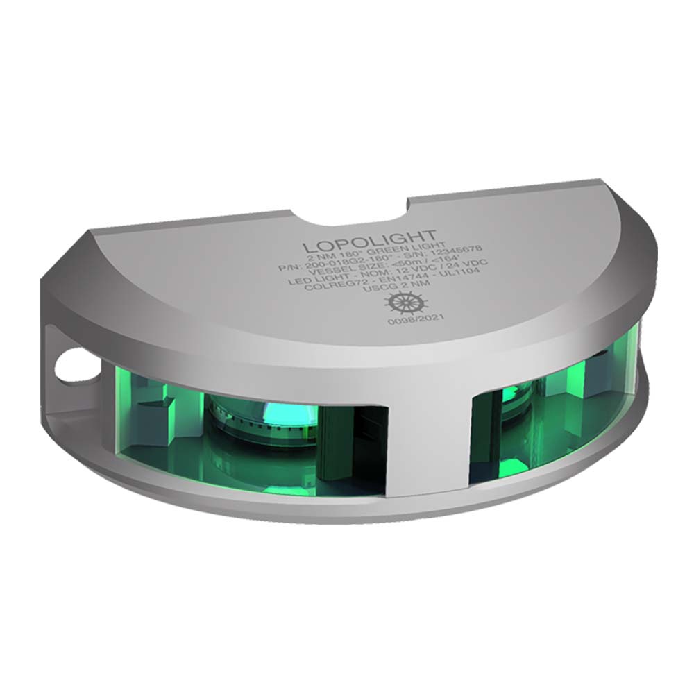 Lopolight Series 200-018 - Navigation Light - 2NM - Vertical Mount - Green - Silver Housing [200-018G2] - Twin Screws Marine Service