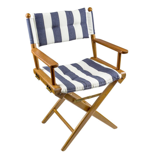 Whitecap Directors Chair w/Navy  White Cushion - Teak [61040] - Twin Screws Marine Service