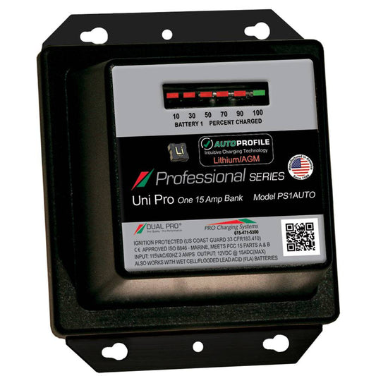 Dual Pro PS1 Auto 15A - 1-Bank Lithium/AGM Battery Charger [PS1AUTO] - Twin Screws Marine Service