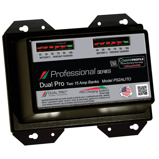 Dual Pro PS2 Auto 15A - 2-Bank Lithium/AGM Battery Charger [PS2AUTO] - Twin Screws Marine Service