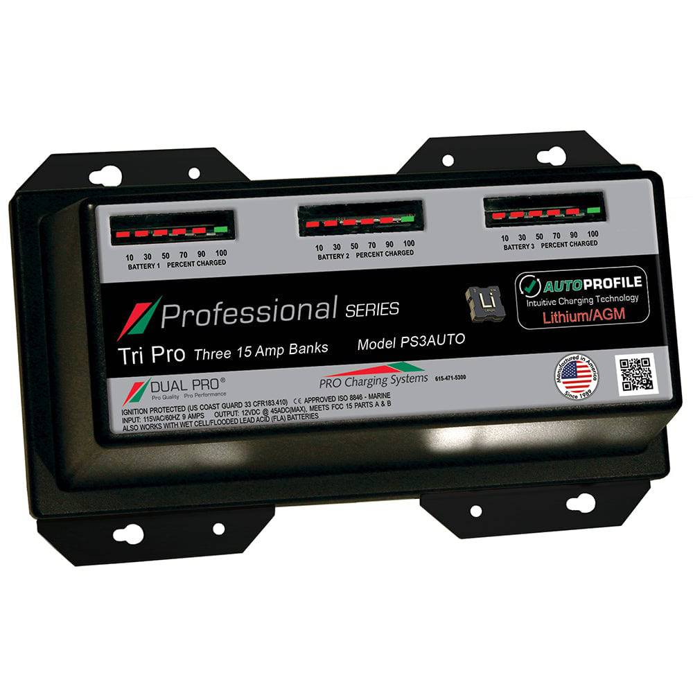 Dual Pro PS3 Auto 15A - 3-Bank Lithium/AGM Battery Charger [PS3AUTO] - Twin Screws Marine Service