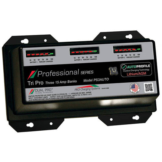 Dual Pro PS3 Auto 15A - 3-Bank Lithium/AGM Battery Charger [PS3AUTO] - Twin Screws Marine Service