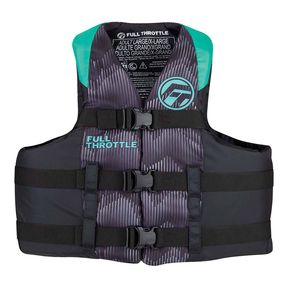 Full Throttle Adult Nylon Life Jacket - S/M - Aqua/Black [112200-505-030-22] - Twin Screws Marine Service