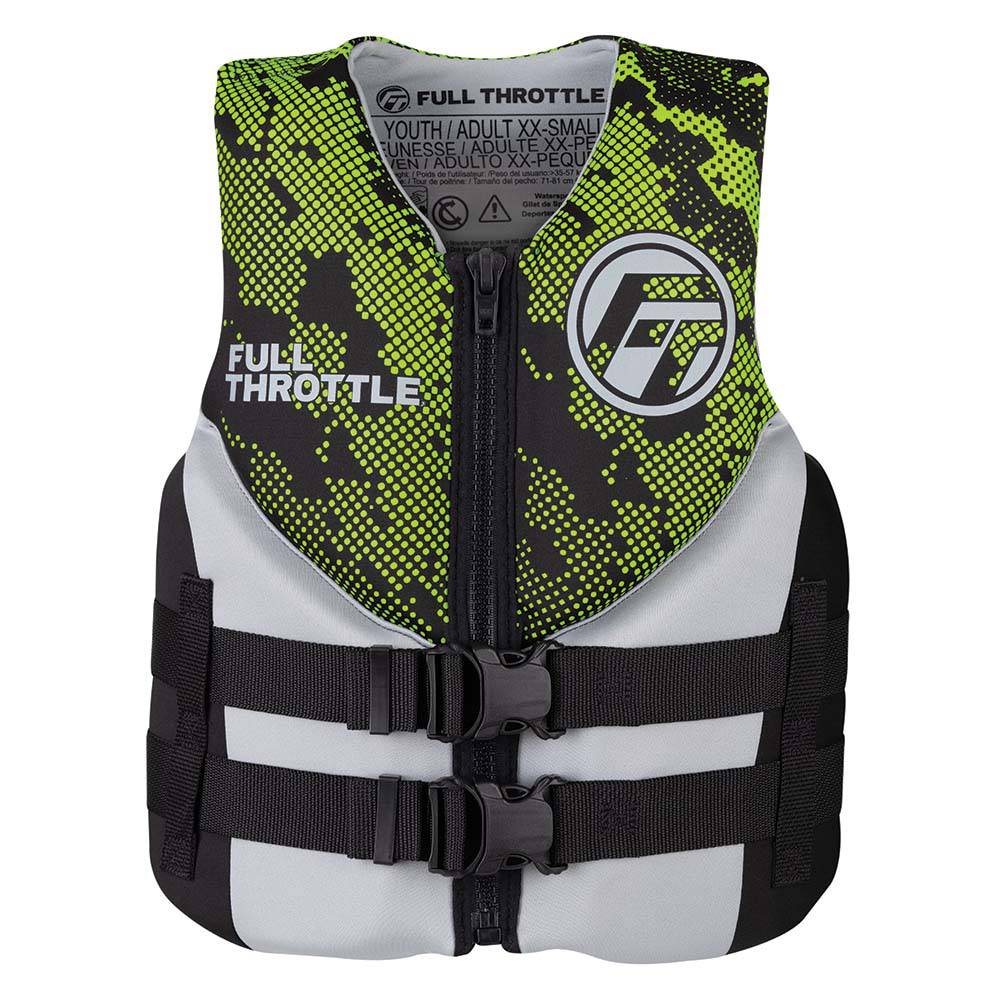 Full Throttle Junior Hinged Neoprene Life Jacket - Green [142400-400-009-22] - Twin Screws Marine Service