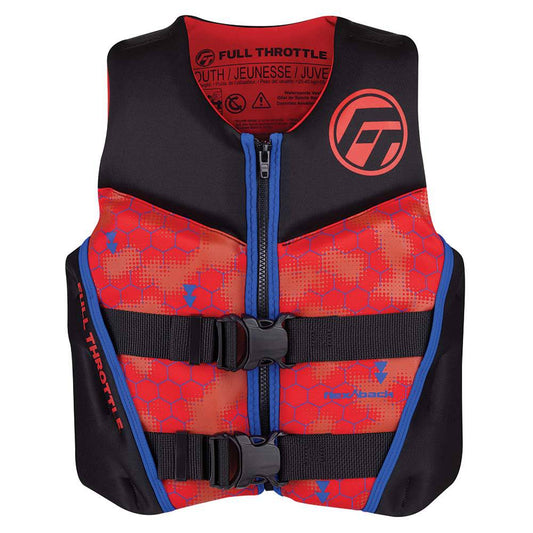 Full Throttle Youth Rapid-Dry Flex-Back Life Jacket - Red/Black [142500-100-002-22] - Twin Screws Marine Service