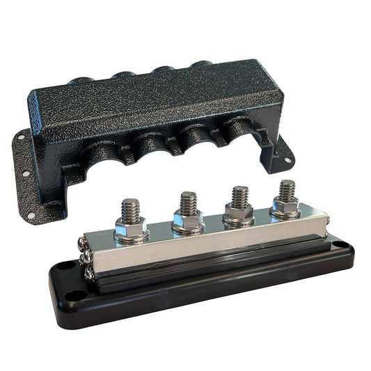 Victron Busbar 600A 4P  Cover 4X 3/8" Plus 4X M8 Terminals [VBB160040010] - Twin Screws Marine Service