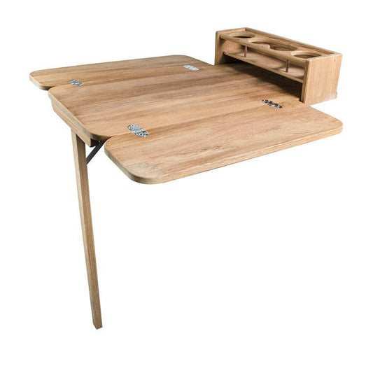 Whitecap Cockpit Table w/Folding Leaves  4 Cupholders - Teak [61392C] - Twin Screws Marine Service