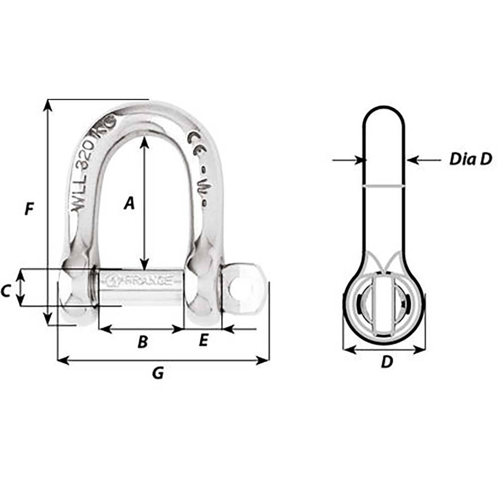 Wichard Self-Locking D Shackle - Diameter 4mm - 5/32" [01201] - Twin Screws Marine Service