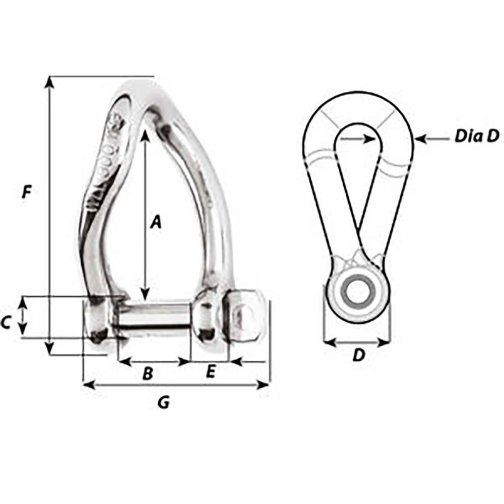 Wichard Self-Locking Twisted Shackle - Diameter 5mm - 3/16" [01222] - Twin Screws Marine Service