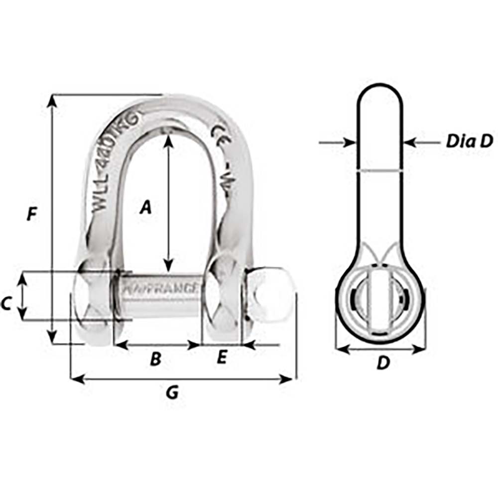 Wichard Captive Pin D Shackle - Diameter 10mm - 13/32" [01405] - Twin Screws Marine Service