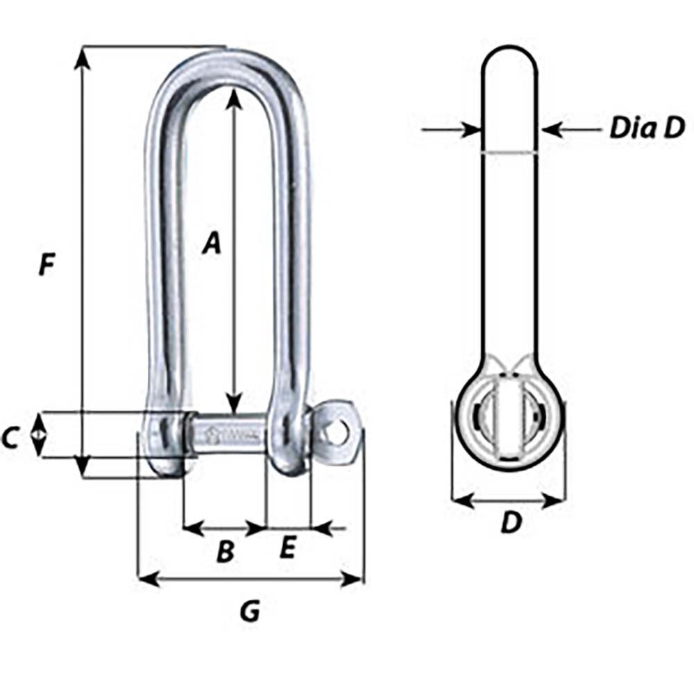 Wichard Captive Pin Long D Shackle - Diameter 6mm - 1/4" [01413] - Twin Screws Marine Service