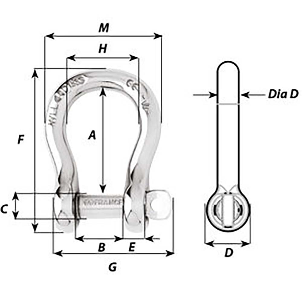 Wichard Captive Pin Bow Shackle - Diameter 5mm - 3/16" [01442] - Twin Screws Marine Service
