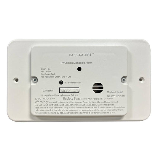 Safe-T-Alert 62 Series RV Carbon Monoxide - White - Flush Mount - 12V w/Trim Ring [62-542-TR-WT] - Twin Screws Marine Service