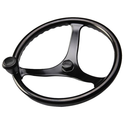 Edson Power Wheel Black w/Black Nut  Black Knob - 14.5" [1710BL-14B-KIT] - Twin Screws Marine Service