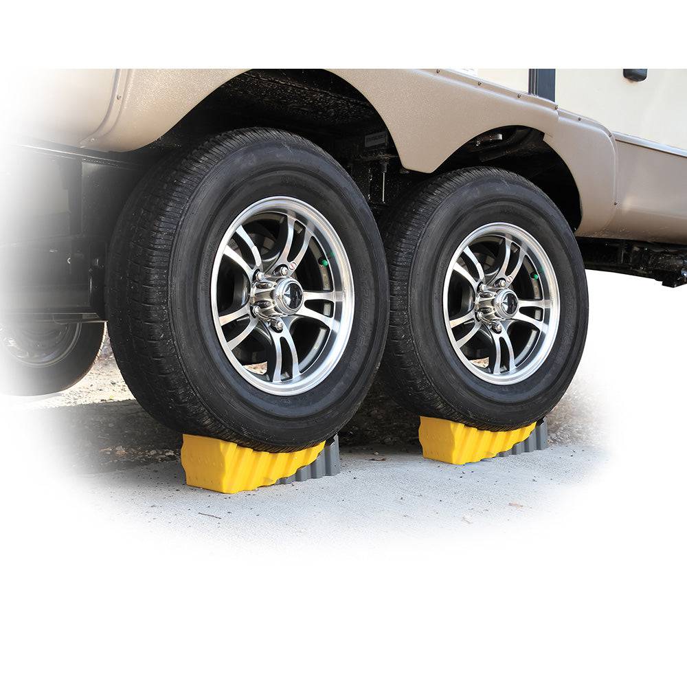 Camco Curved Leveler  Wheel Chock *2-Pack [44425] - Twin Screws Marine Service