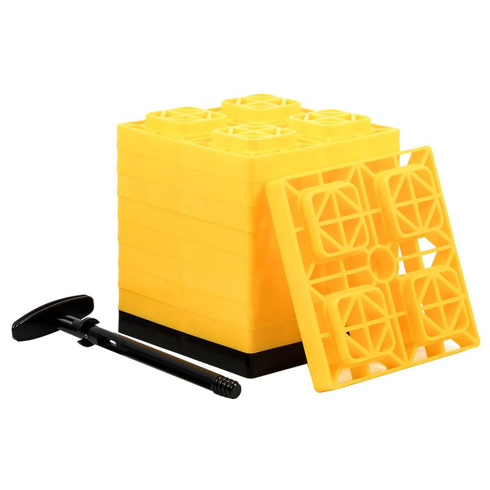 Camco FasTen Leveling Blocks w/T-Handle - 2x2 - Yellow *10-Pack [44512] - Twin Screws Marine Service