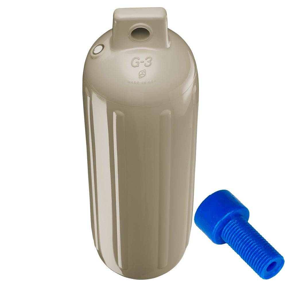 Polyform G-3 Twin Eye Fender 5.5" x 19" - Sand w/Adapter [G-3-SAND] - Twin Screws Marine Service
